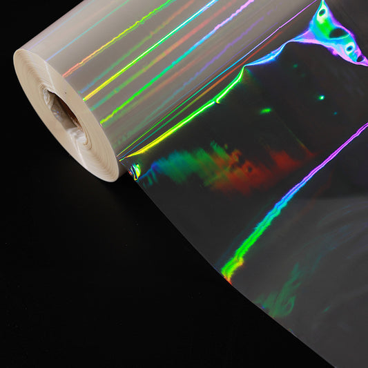 Plain holographic thermal lamination film with smooth rainbow effect